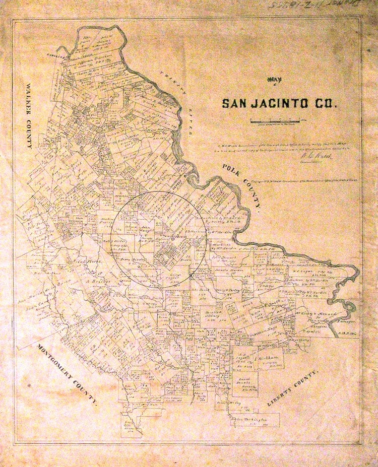 Item #26298 Map of San Jacinto Co. Texas General Land Office.