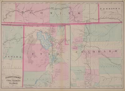 Item #26305 Asher & Adams' Portions of Utah, Colorado and Wyoming. Asher, Adams.