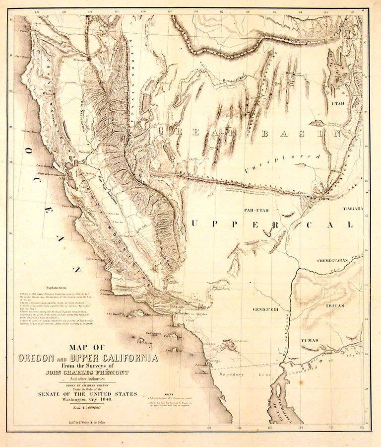 Item #26306 Map of Oregon and Upper California from the Surveys of John Charles Fremont and other Authorities. Preuss.