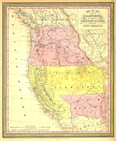 Item #26531 Map of the State of California, the Territories of Oregon & Utah, and the chief part of New Mexico. Cowperthwait, Mitchell.